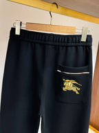 Plaid Drawstring Knight Embroidered Jogger Pants