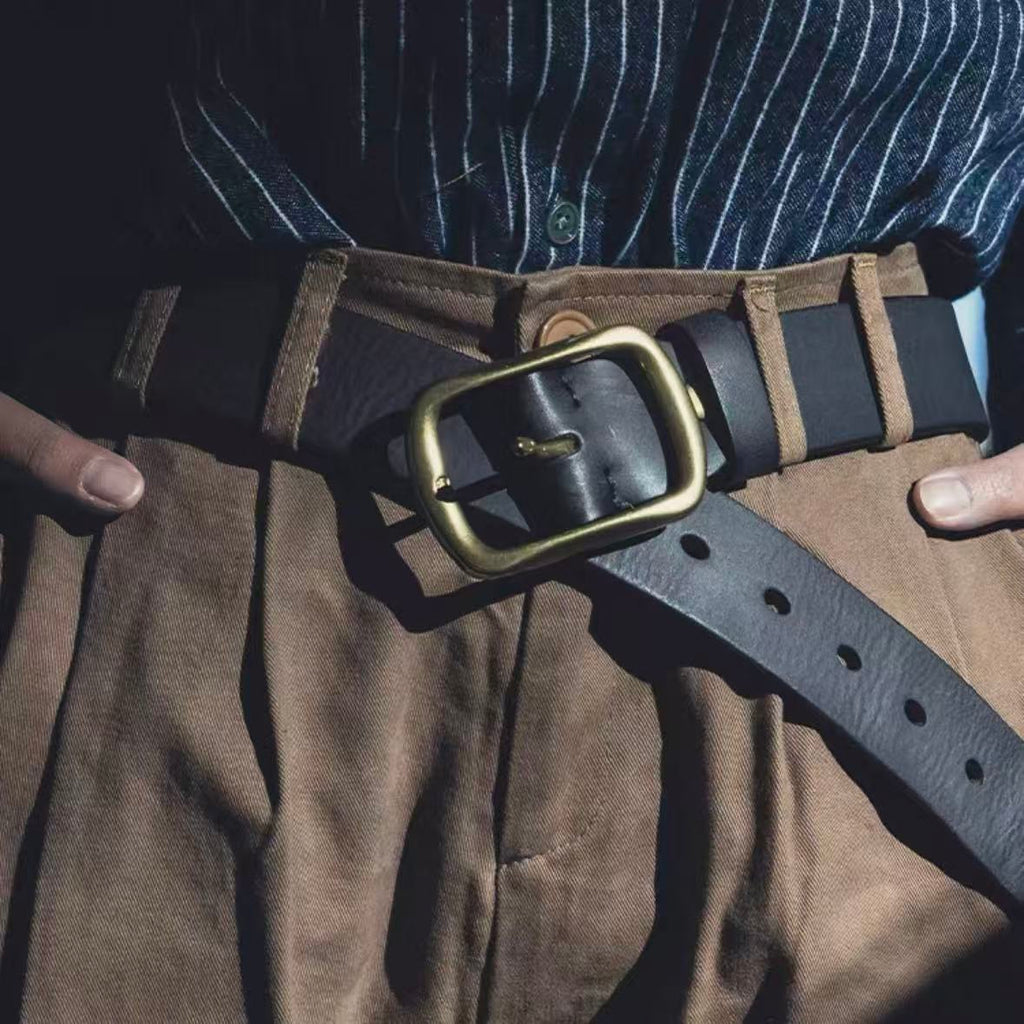 EMBOSSED COWHIDE BELT