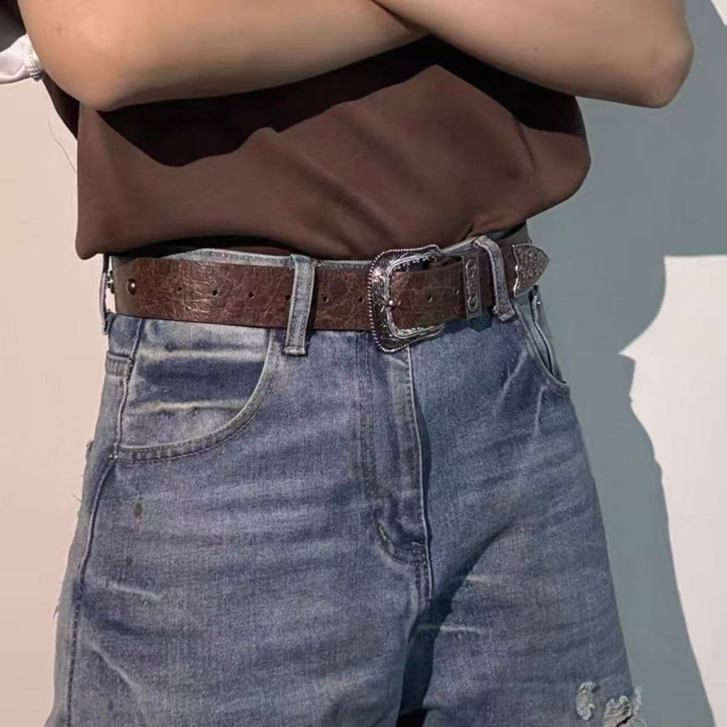 Vintage Buckle Casual Leather Belt
