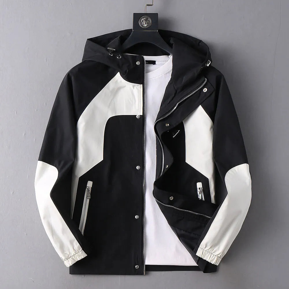 Contrast Panel Sporty Hooded Jacket
