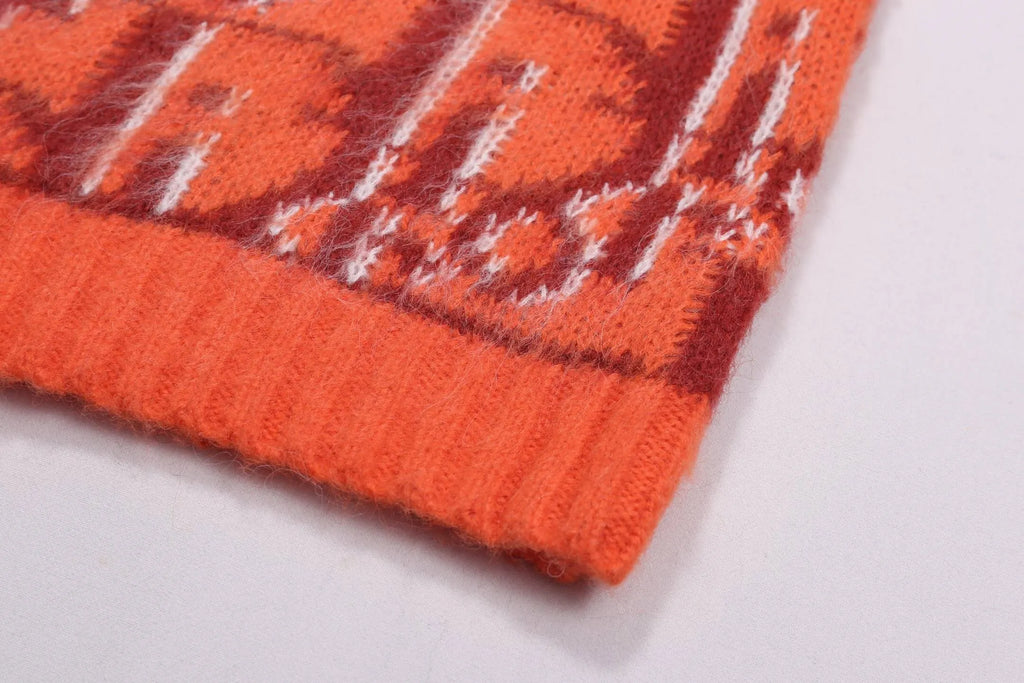 Orange All‑Over Logo Sweater Cardigan