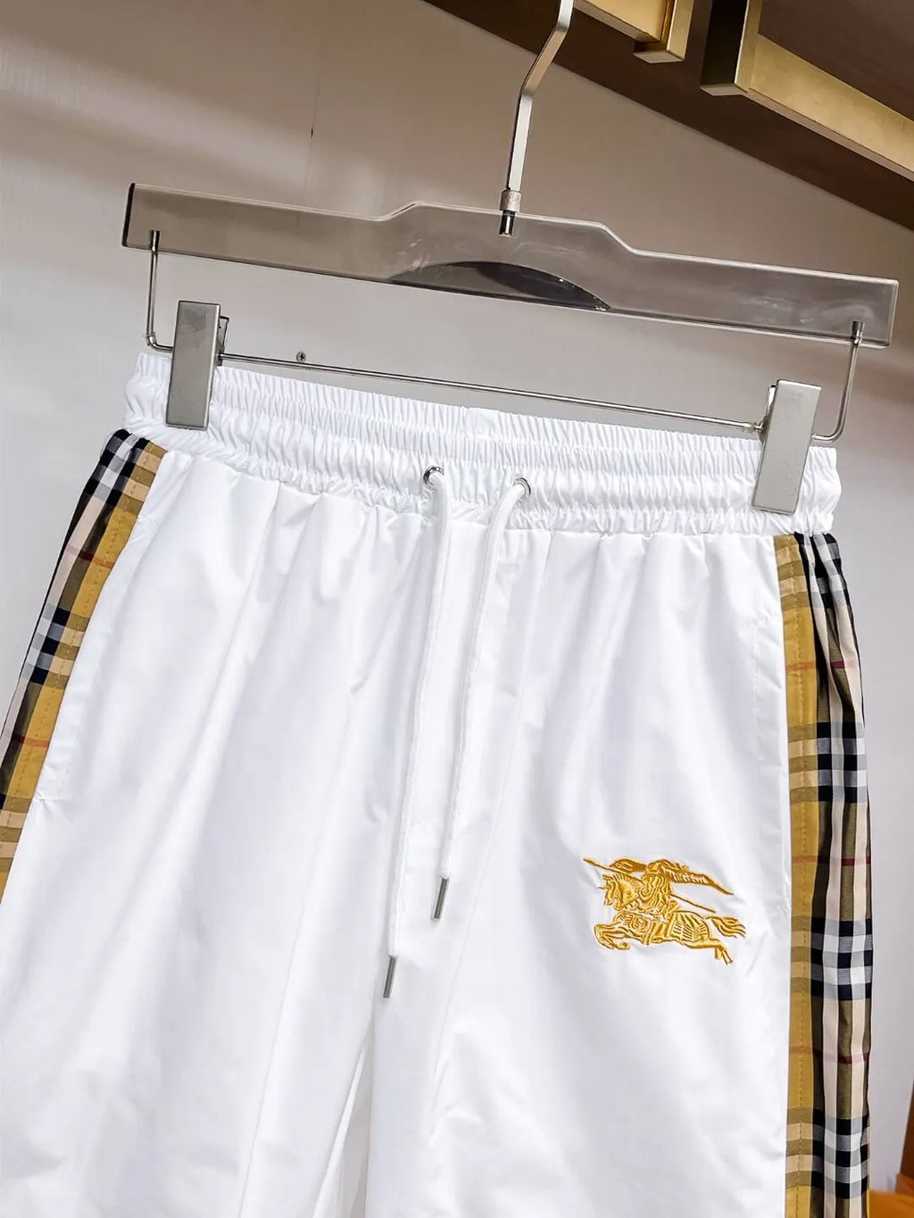 Plaid Side Stripe Embroidered Shorts
