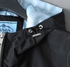 Triangle Contrast Lining Hooded Jacket