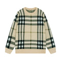 Beige Plaid Crewneck Sweater