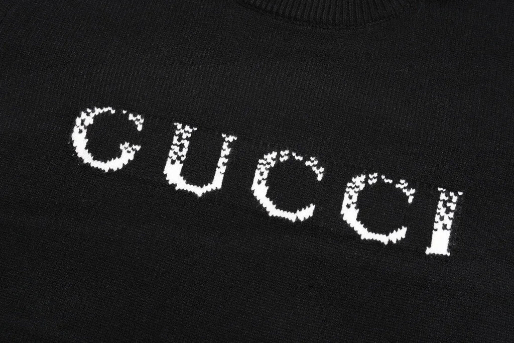 Front Letter Crewneck Knit Sweater