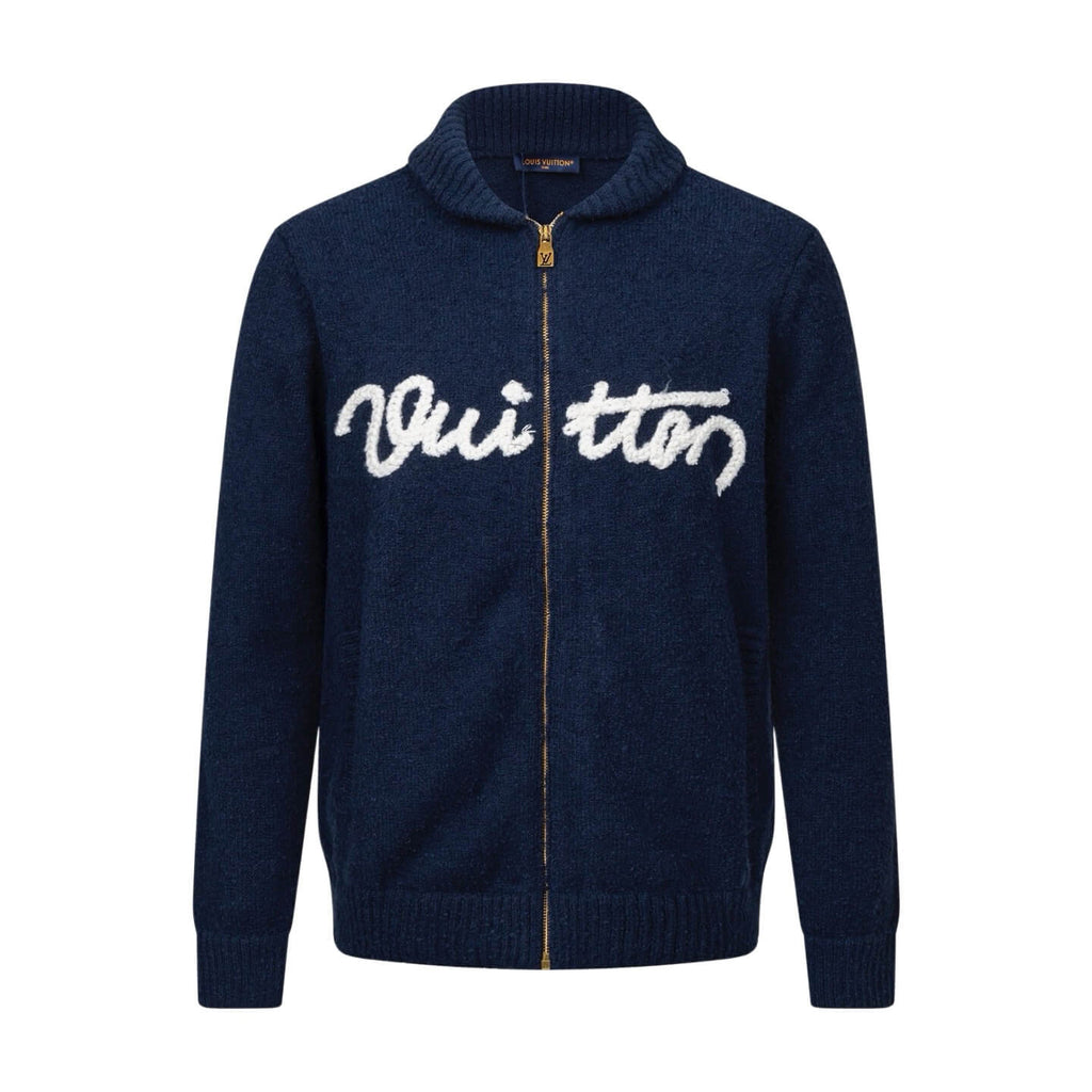 Letter Intarsia Merino Wool Jacket