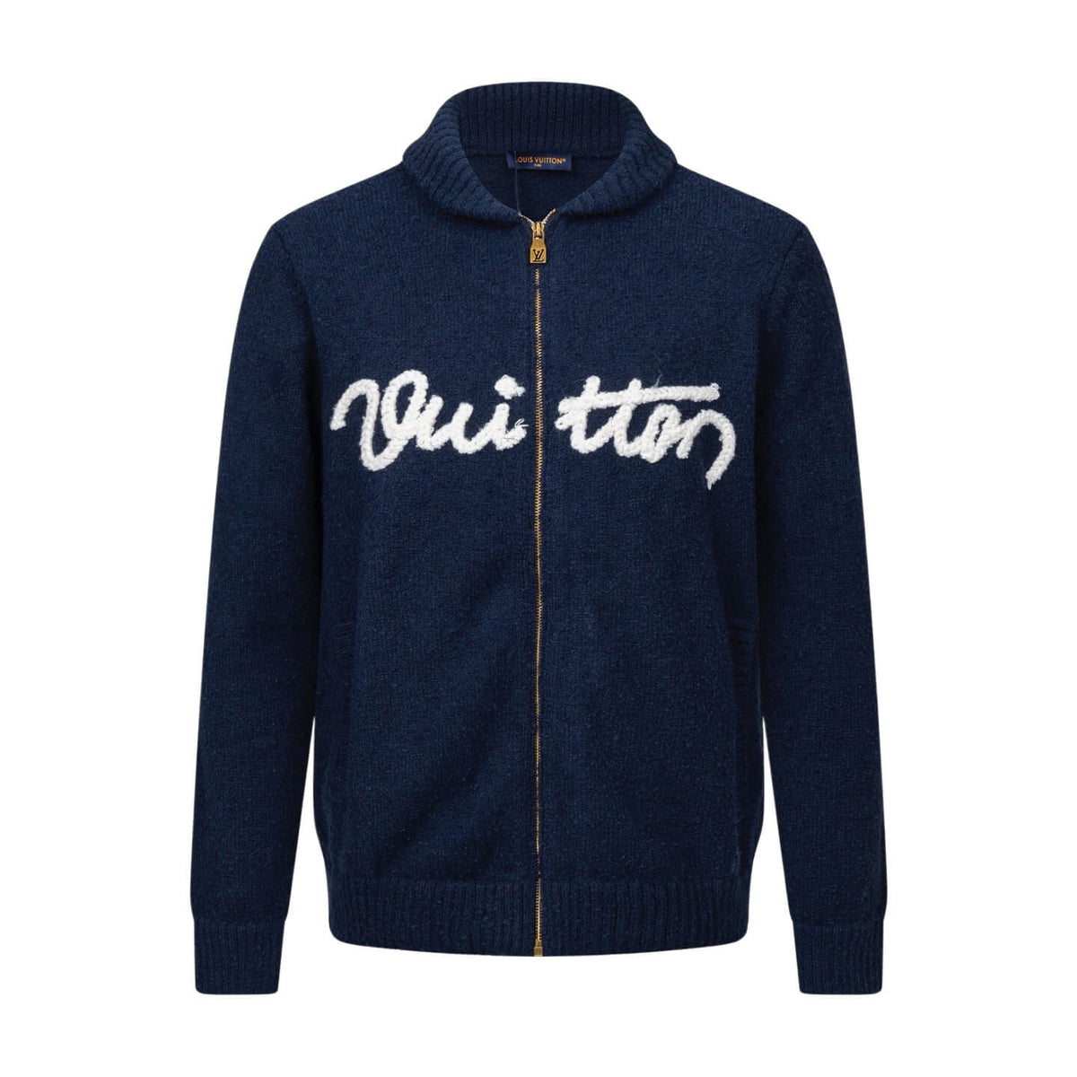 Letter Intarsia Merino Wool Jacket