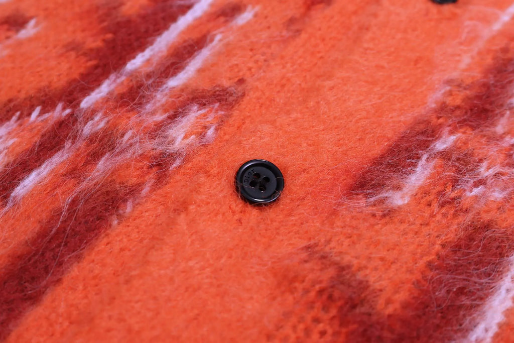 Orange All‑Over Logo Sweater Cardigan