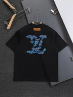 Blue Satin Embroidered T-Shirt