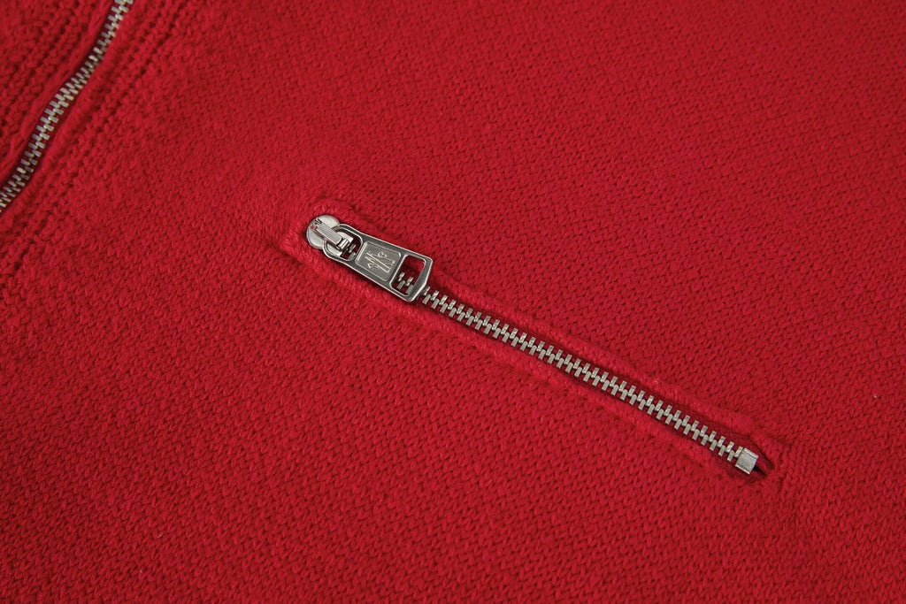 Stand Collar Zipper Knit Sweater