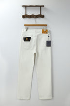 White Pocket Embroidery Jeans