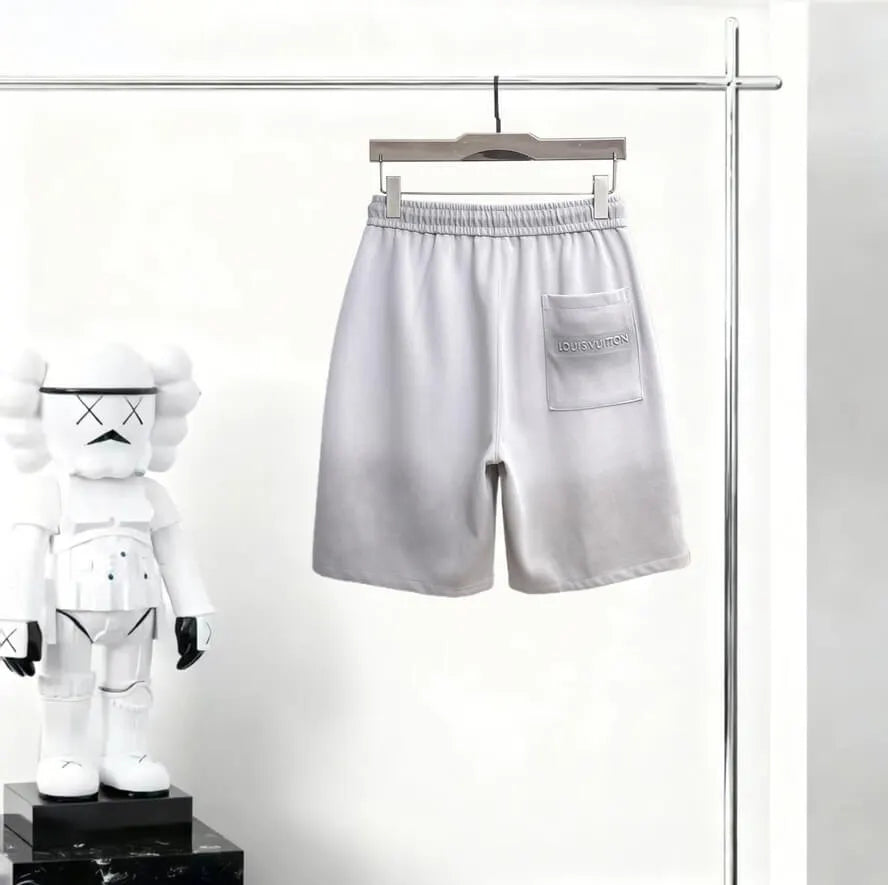 Gradient‑Color Patch Drawstring Shorts