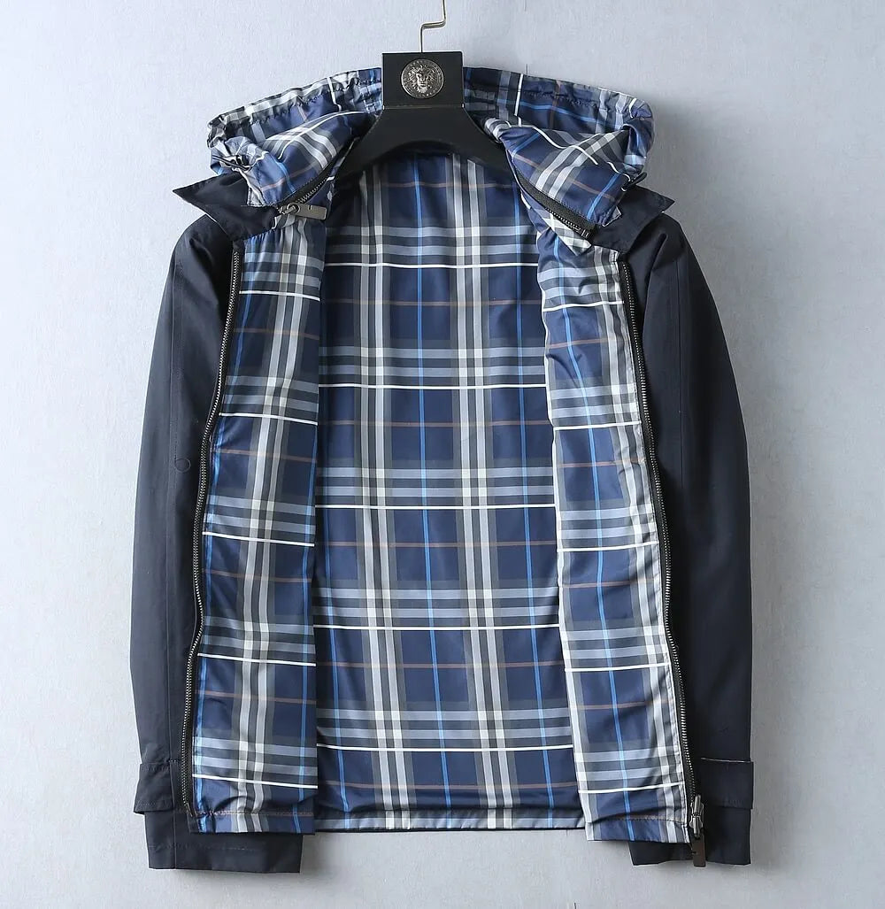 Plaid Lined Casual Hooded Jacket