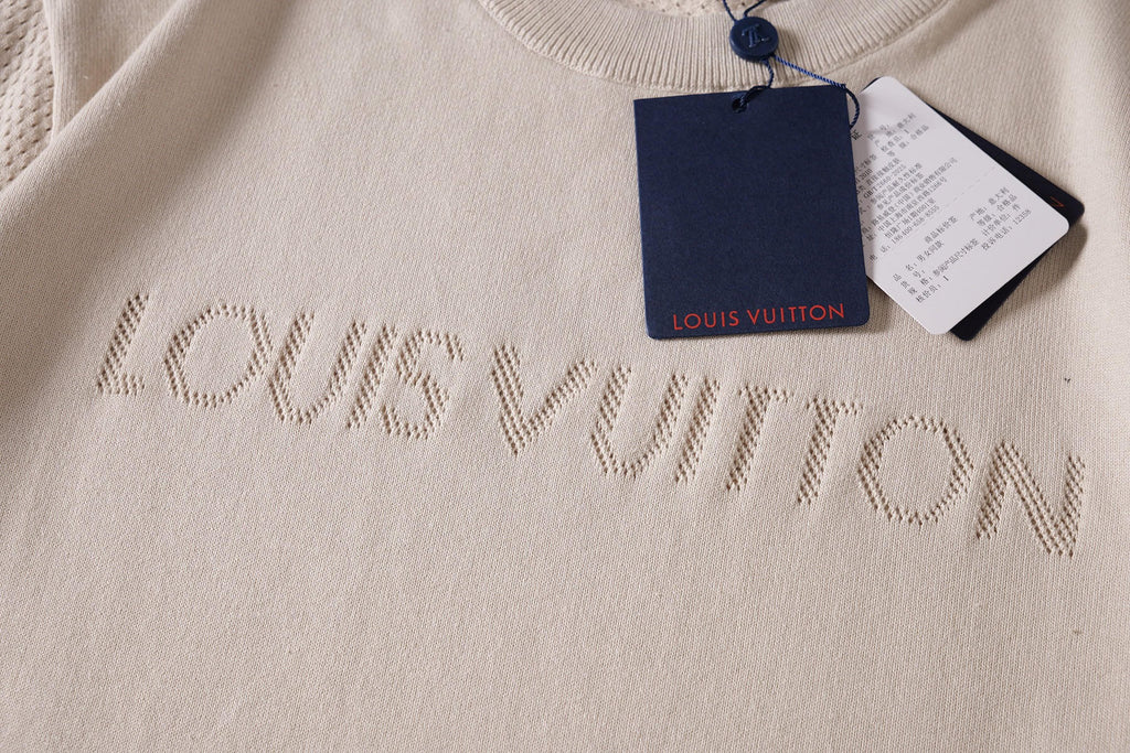 Letter Jacquard Mesh Knit T-Shirt