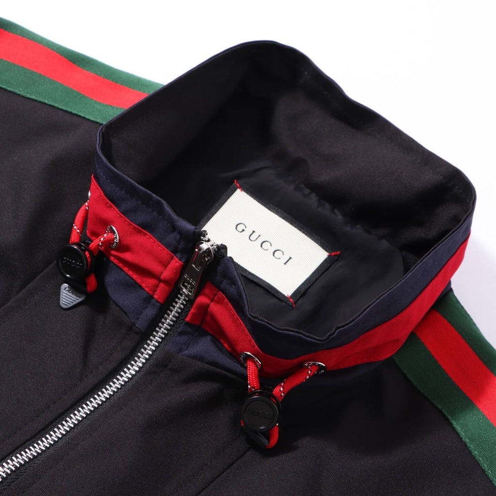 Red-Green Striped Sleeve Jacket
