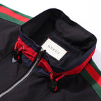 Red-Green Striped Sleeve Jacket