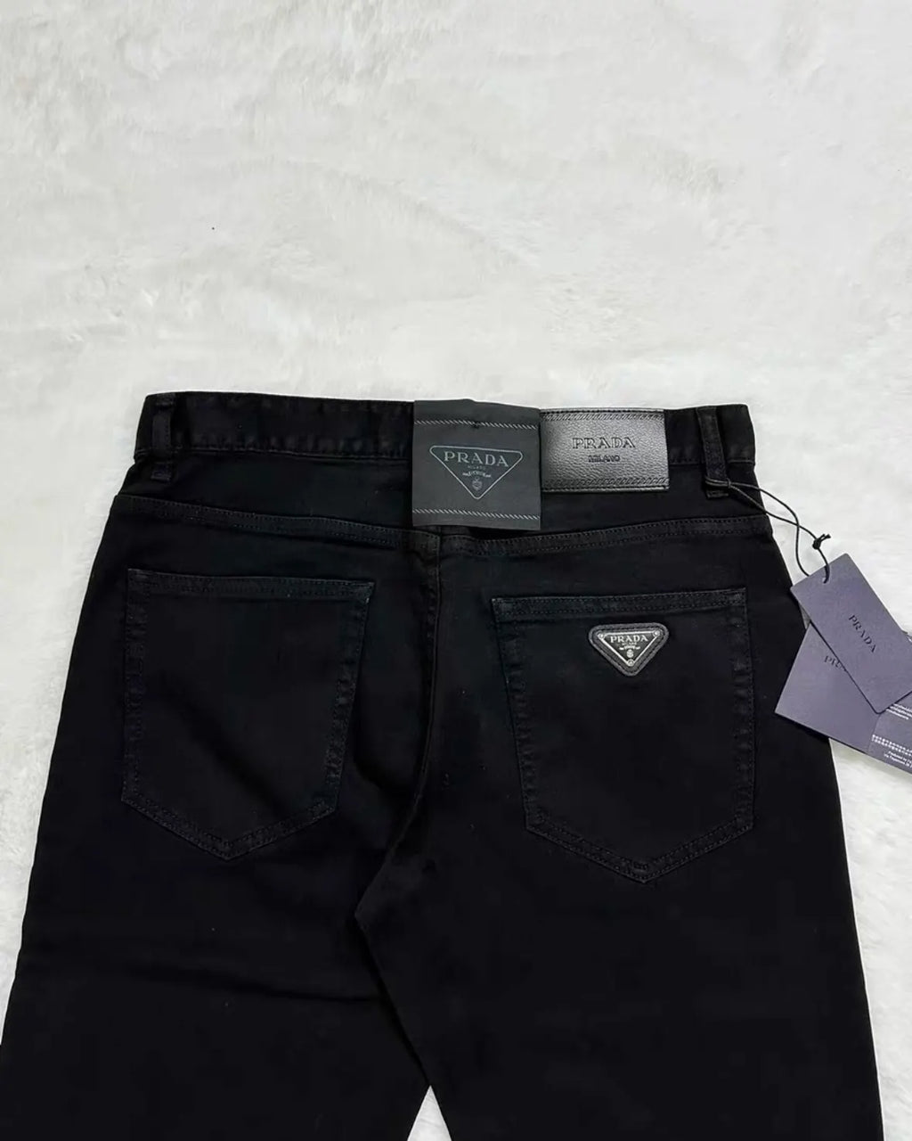 Classic Faux‑Leather Casual Denim Pants