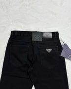 Classic Faux‑Leather Casual Denim Pants