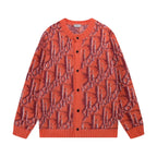 Orange All‑Over Logo Sweater Cardigan