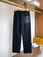 Jacquard Patch Pocket   Straight Pants