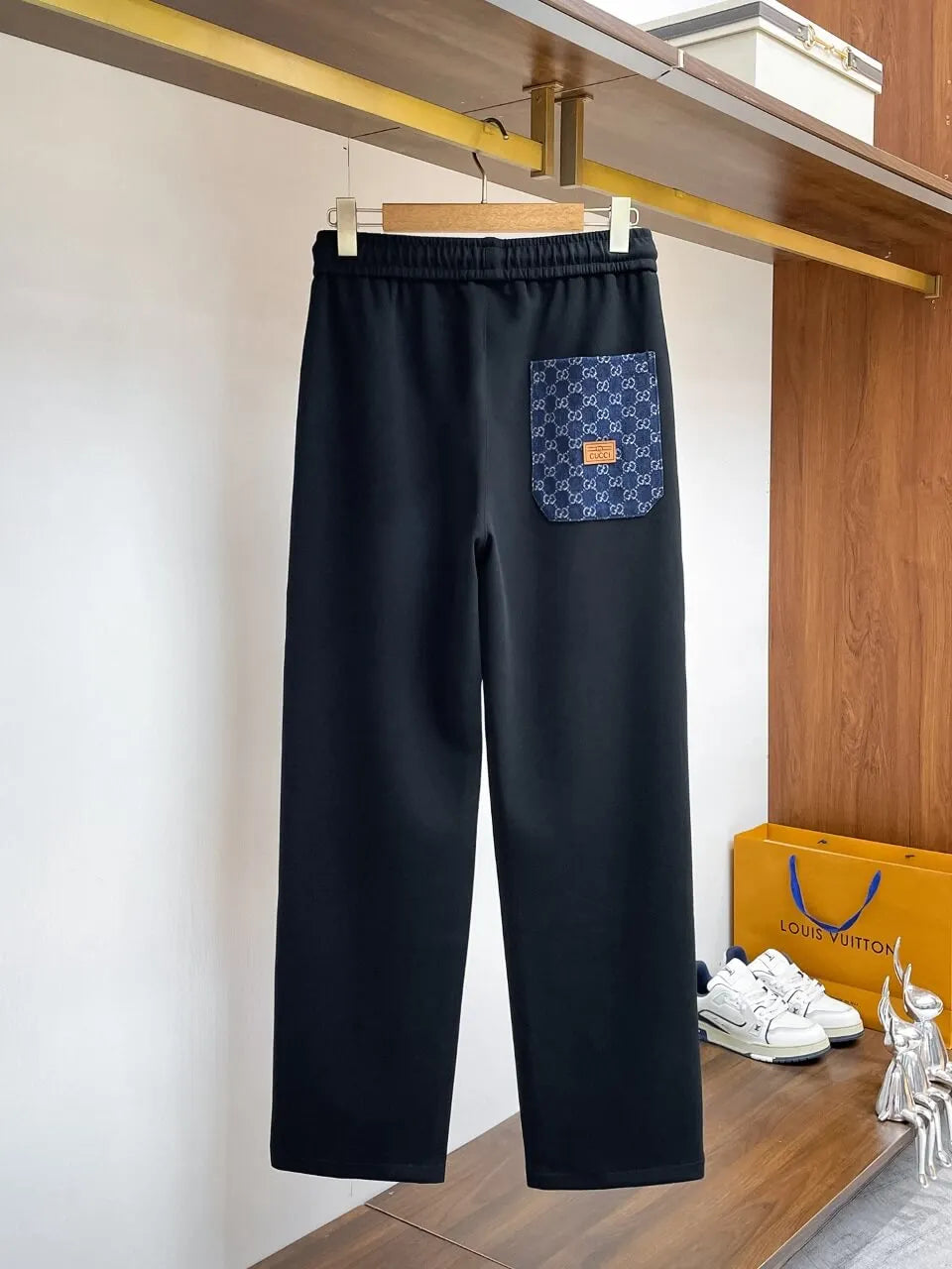 Jacquard Patch Pocket   Straight Pants
