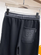 Side‑Stripe Text Detail Straight Pants