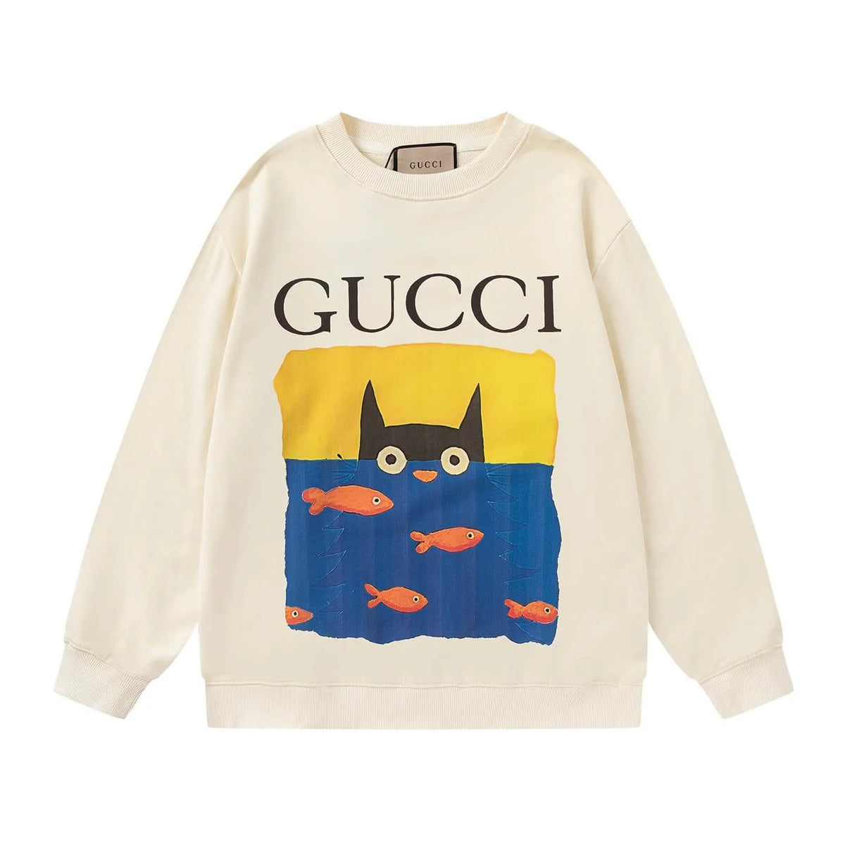 Kitten and Fish Print Sweatshirt