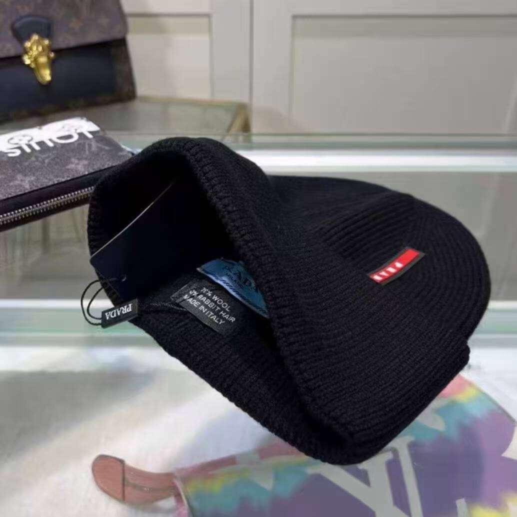 Striped Hat with Red Lettering