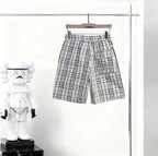 Plaid Drawstring Casual Shorts