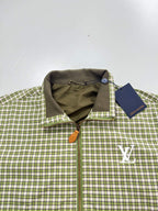 Green Plaid Gradient Color‑Block Jacket