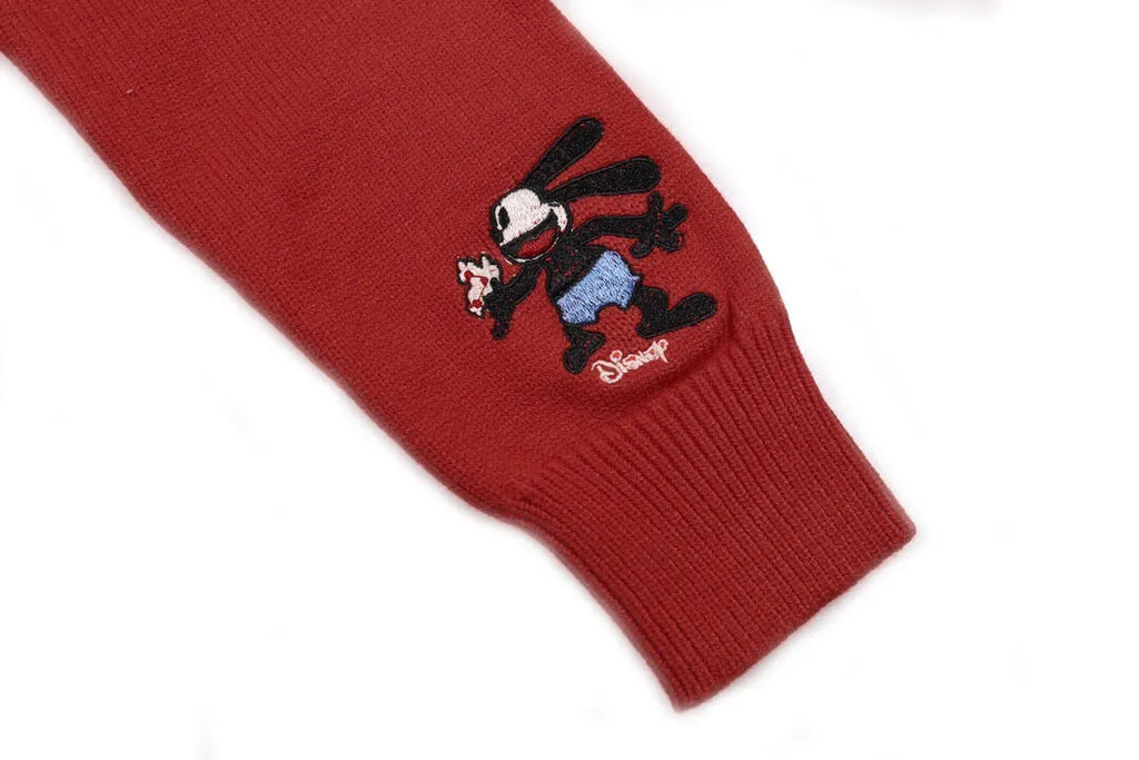 Cartoon Embroidery Red Sweater