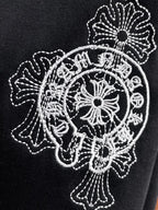 Cross‑Graphic Print Drawstring Shorts