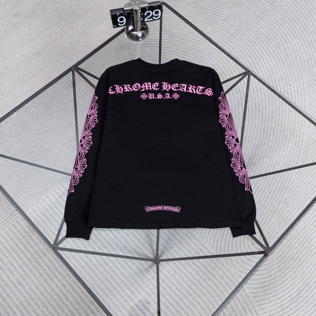 Black & Pink Floral Sanskrit Sweatshirt