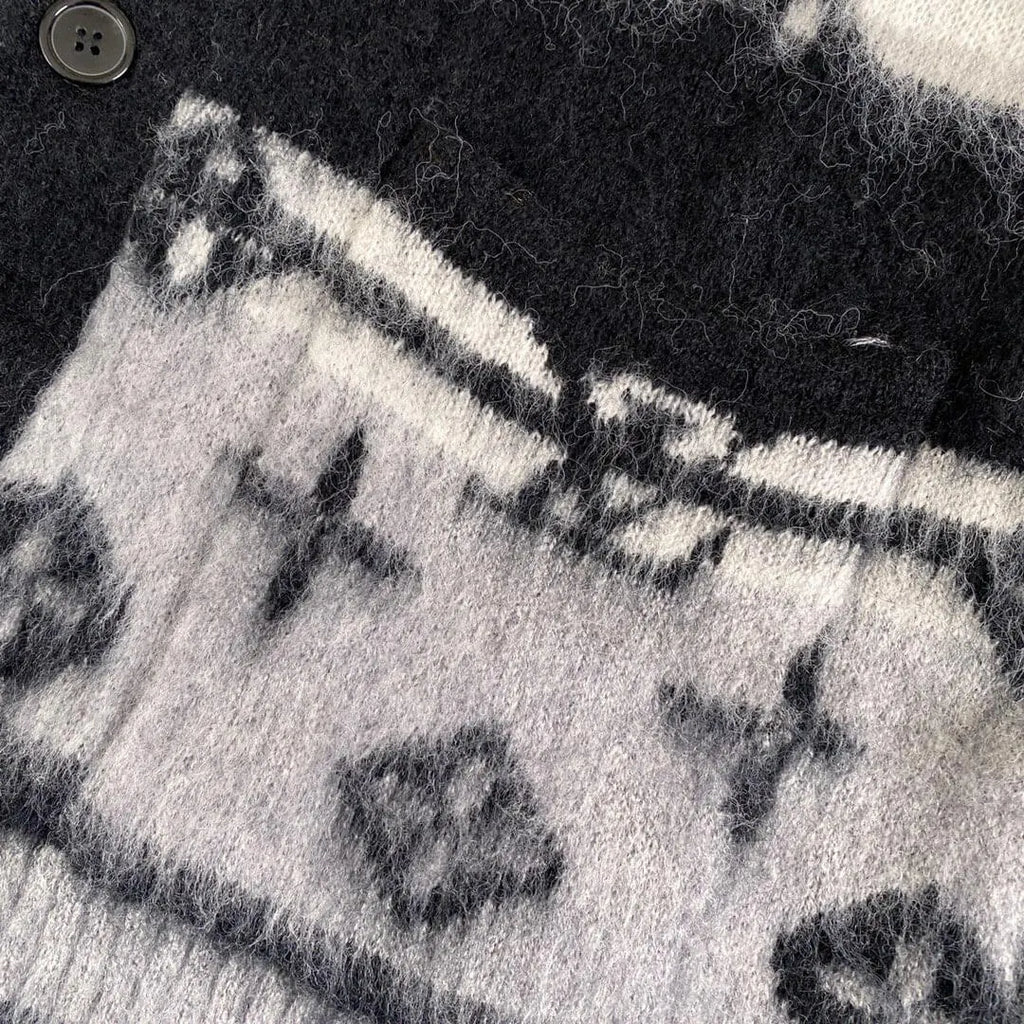 Gradient Mohair Jacquard Cardigan Jacket