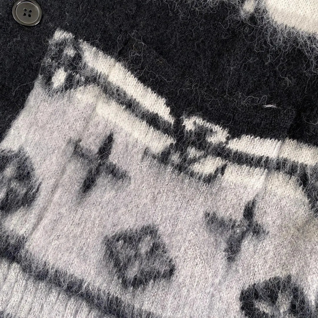 Gradient Mohair Jacquard Cardigan Jacket