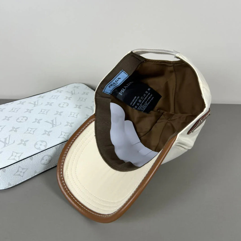Minimalist Style Patchwork Leather Brim Cap