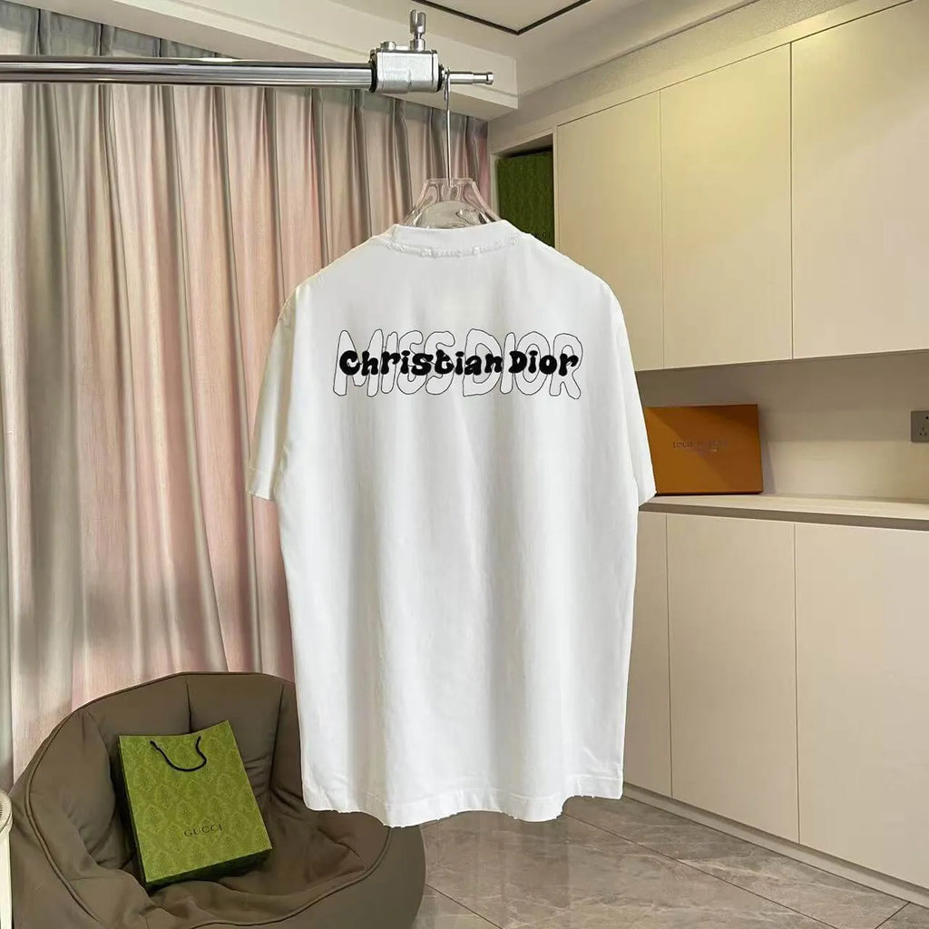 Contrast Logo Crew Neck Casual T‑Shirt