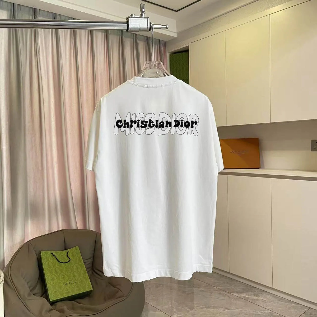 Contrast Logo Crew Neck Casual T‑Shirt