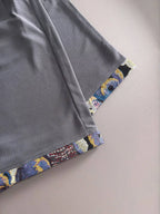 Braided Drawstring Printed Cuff Shorts