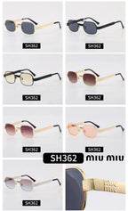 Double Bridge Metal Rectangle Sunglasses