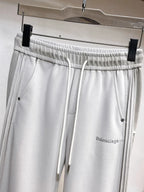 Side‑Stripe Text Detail Straight Pants