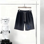 Gradient‑Color Patch Drawstring Shorts