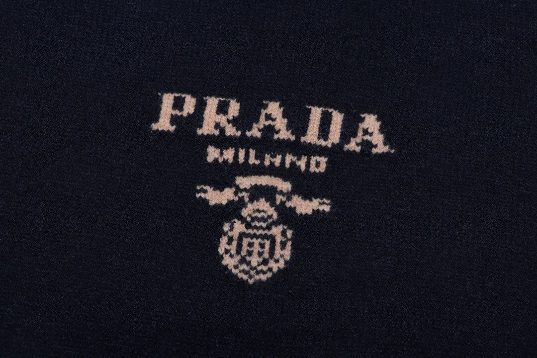 Crest Logo Striped Trim Sweater