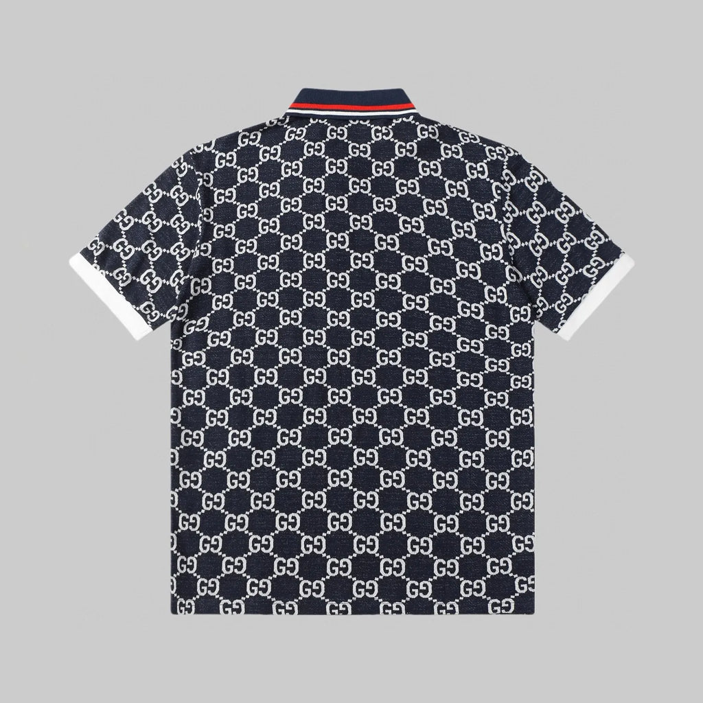 All‑Over Print Color‑Blocked Polo Shirt