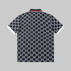 All‑Over Print Color‑Blocked Polo Shirt