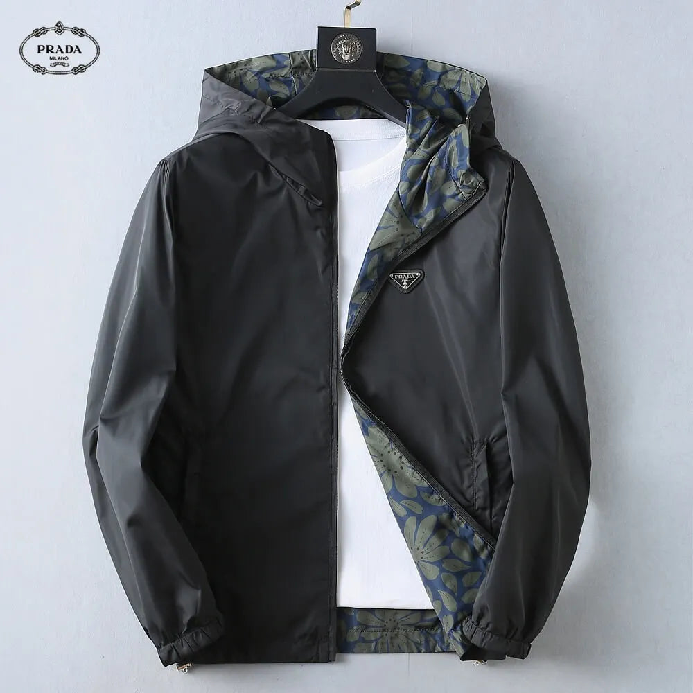 Floral Print Reversible Collared Jacket &Hooded Jacket