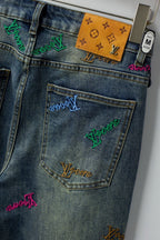 Multi-Color Letter Jeans