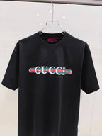 Retro Stripe Bar Letter Print T-Shirt