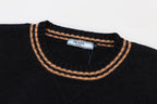 Crest Logo Striped Trim Sweater
