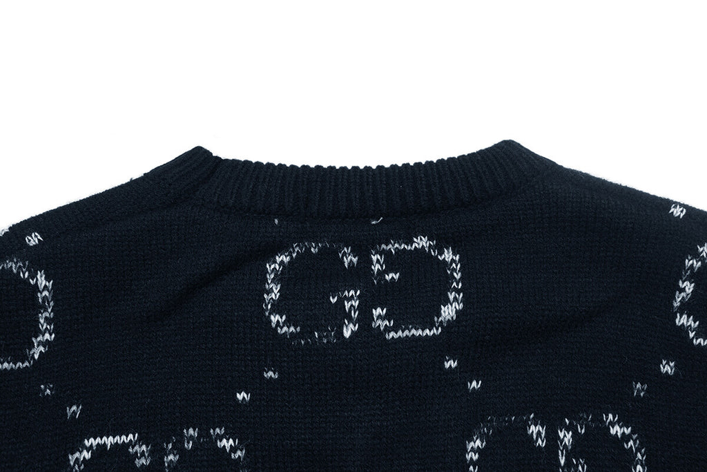 Vintage Jacquard Crew Neck Knit Sweater